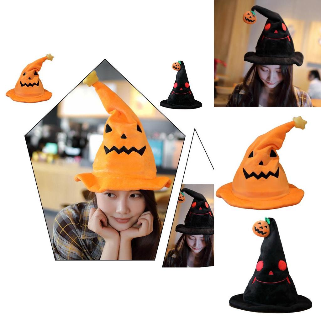 Halloween Electric Pumpkin Elf Hat Ghost Festival Party Costume Plush Toy Yellow 30*30*40cm Black 30*30*40cm