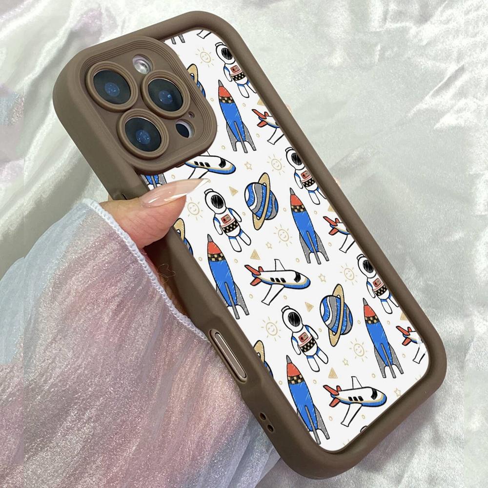 

JT498 Space Kids Rocket for iPhone 17 16 15 14 13 12 Pro Max Samsung S26 S25 Ultra A17 A07 A56 A16 A06 A05 A15 Xiaomi 15T Redmi 15c 14C Soft Case Redmi 15C 4G/5G(171.6) коричневий