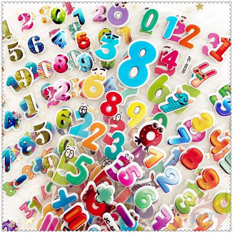 8Sheets/set Cartoon Numbers Rewards Sticker Puffy Bubble Toys Stickers