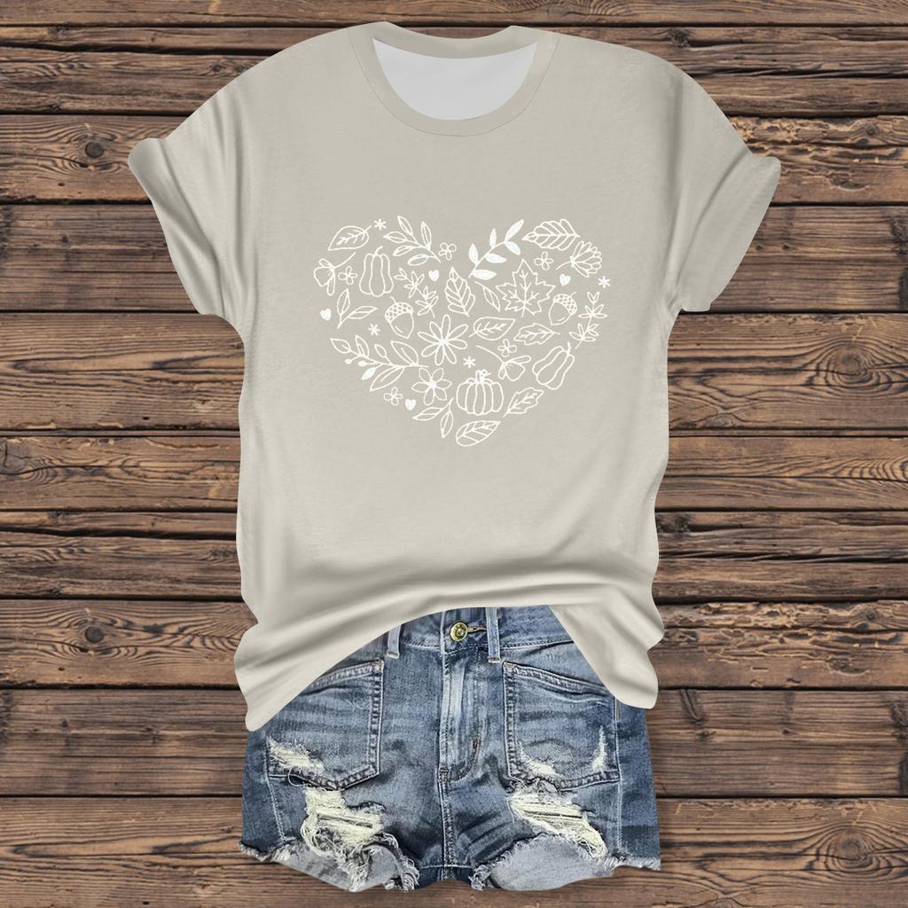 Lässiges bedrucktes T-Shirt für Damen, Rundhalsausschnitt, Pullover, kurzärmelig