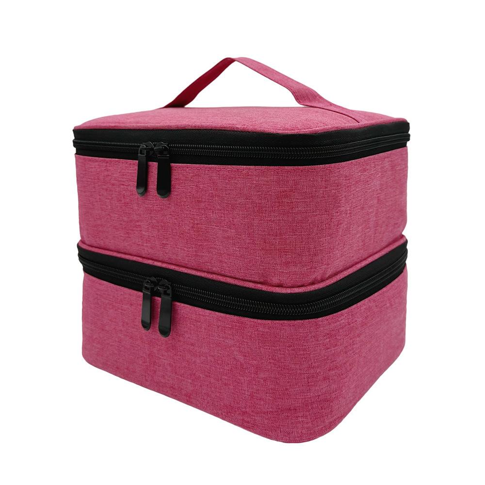 Handheld Double Layer Cosmetic Organizer Storage Bag Portable Manicure Tool Case for Women Nail Art Essential Oil Cosmetic Bag
