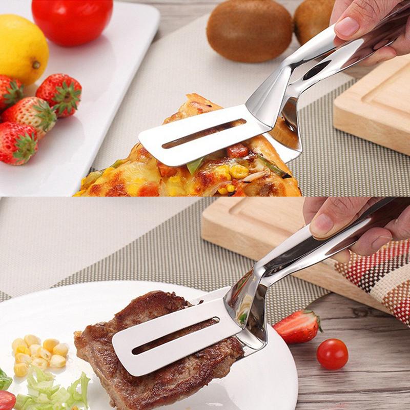Edelstahl Bratwender Clip Grillzange Bratsteak Gebratener Fisch Pfannenwender Zange Antihaft Grillen Camping BBQ Werkzeug