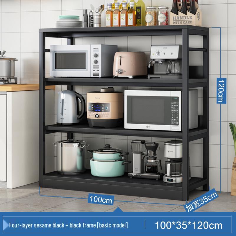 Floor-Standing Multifunctional Kitchen Rack for Microwave and Dishes Storage