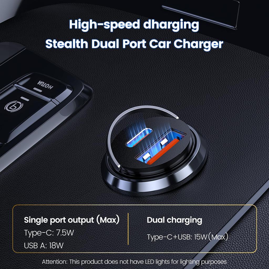 Car Charger, Lighter USB Adapter [All Metal & ], 18W&15.5W 2 Port Car Adapter, QC3.0 Port Lighter for 16 1