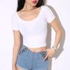 Ladies Short Sleeve O Neck T-shirt Sexy Tops Summer Basic Simple Stretch Solid Color Tee Shirts