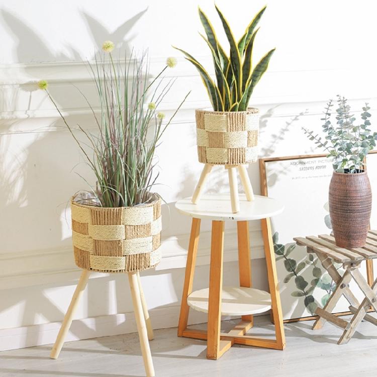 Rattans Handwoven Plant Stand with Legs Floor Planter Basket Rack Garden Plant Shelf