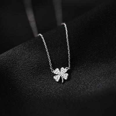 Dodder Simple Clover Halskjede for kvinner Koreansk Sølv Halskjeder Kjede Tilbehør Smykker