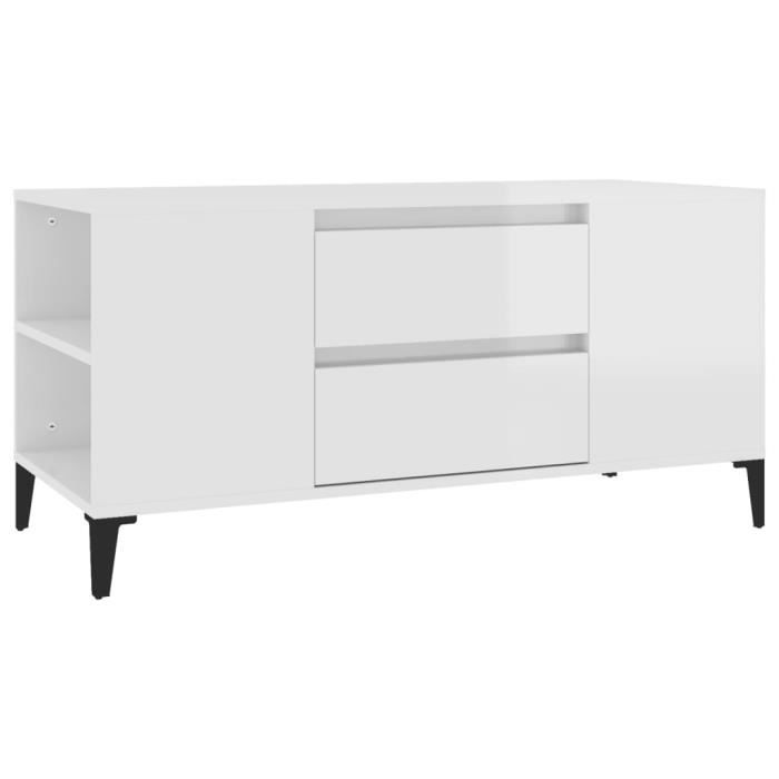 VidaXL Meuble TV Blanc brillant 102x44,5x50 cm Bois d'ingénierie 819606
