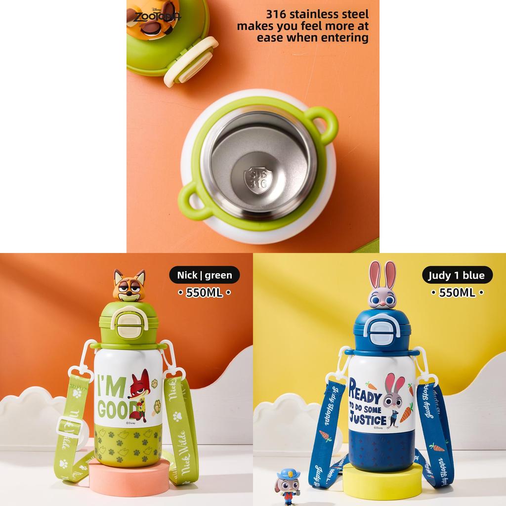 Zootopia Kids Thermos Bottle With Double Drink Lid For Daily Use