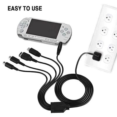 1 Set Multifunktionales USB-Gaming-Kabel 1 zu 5/8 Ladeanschluss für New3DS NDSL Wii U PSP1000/2000 - Langlebiges Gaming-Zubehör