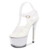 Fashion Women Designer Sandals Nightclub Model Shoes Super High Heels 16.5Cm Stiletto Sandals Transparent Crystal Shoes