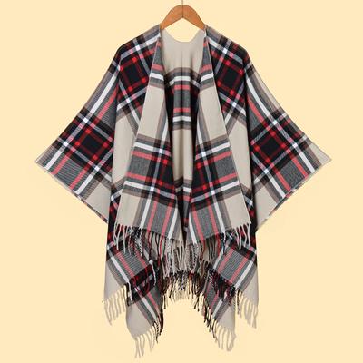 Autumn Winter Unisex Plaid Fringe Warm Cape Shawl