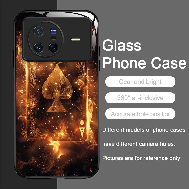 

Creative Flame Ace of Spades Tempered Glass Phone Case for OPPO Reno 13 F 12 11 Pro 10SE Find X3 Lite X8 X5 X7 A94 A79 A58 Cover OPPO A58 4G