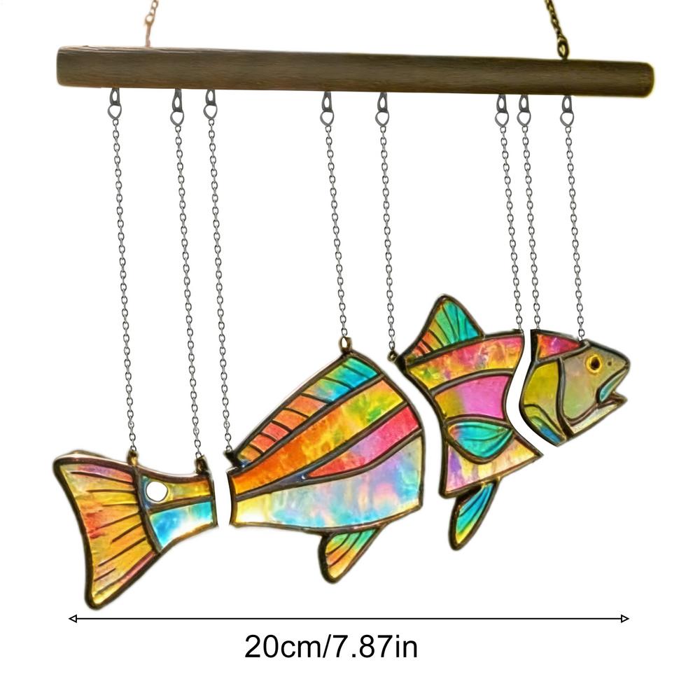 Window Ornaments 2D Acrylic Colorful Decorative Fish Pendant Colorful Fish Ornament for Indoor Outdoor Windowsills Yard Tree