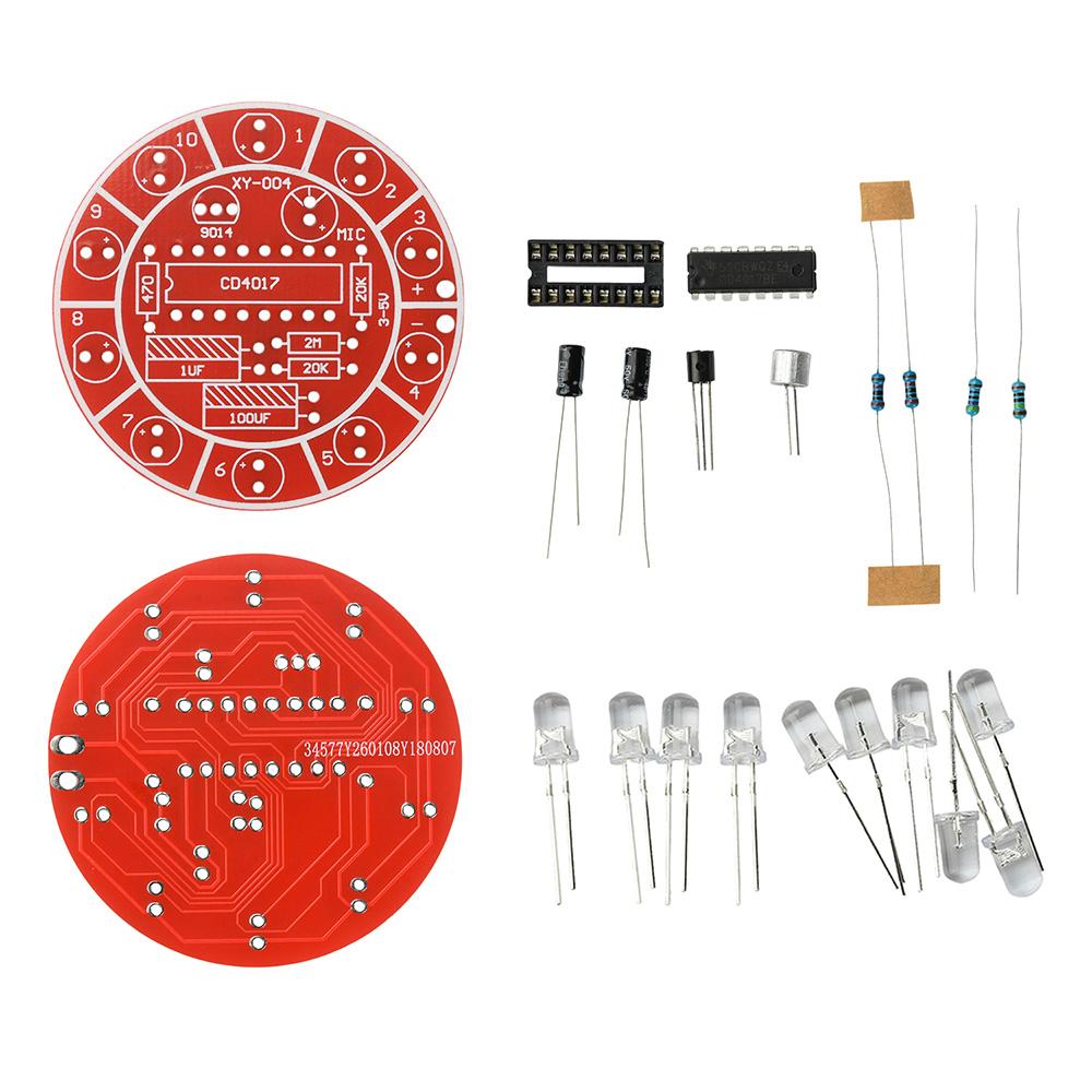 10 LED Colorful Flowing Light DIY Kit DC 3-5V Sound Control Rotating Light Electronic Soldering Practice Board Assemble Set