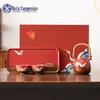 SUSHI CERAMICS Palace Red Auspicious Cranes Kung Fu Tea Set