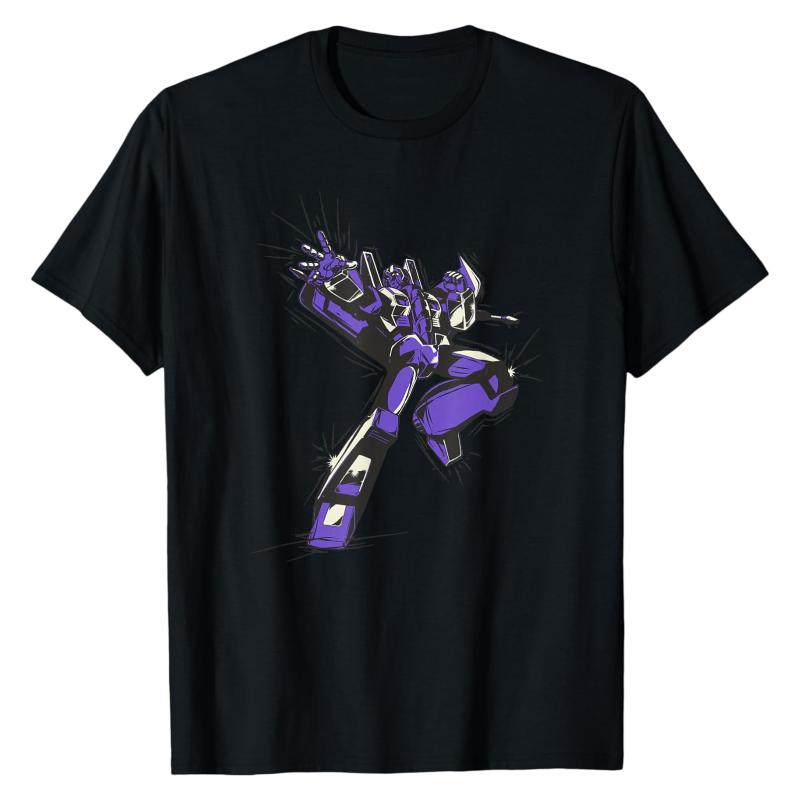 

Starscream Decepticon Transformers TShirt Robot Graphic Print Crew Neck Soft Cotton Oversized Casual Street Fashion Urban Tops S
