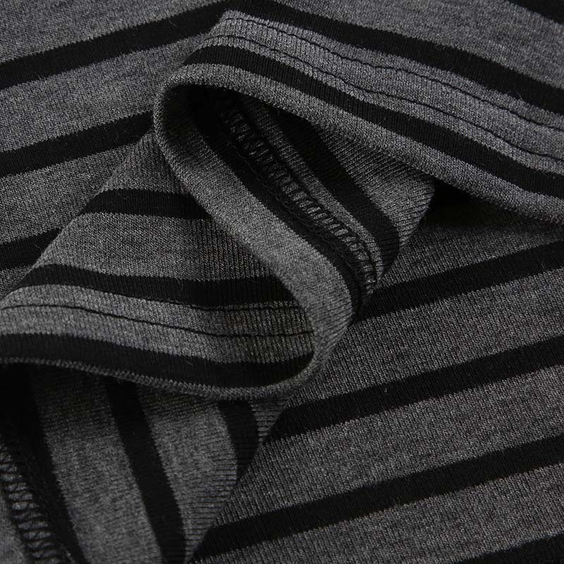 Harajuku Basic Slim Long Sleeve Stripe Tee Off Shoulder O Neck Korean Street Style Spring Autumn Y2K Women's Gray T Shirt