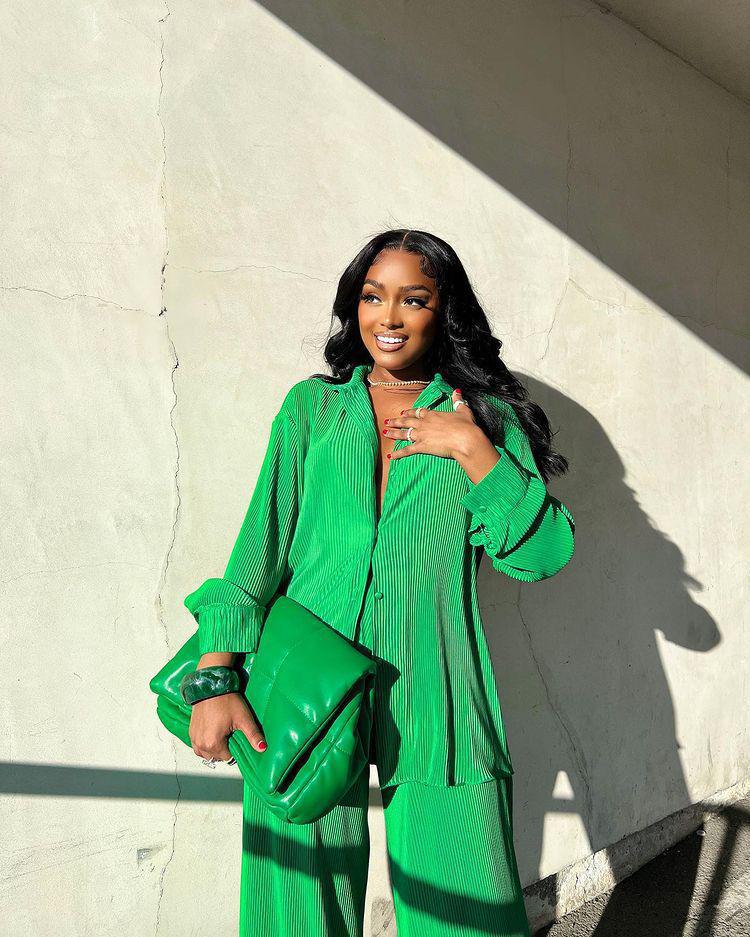 EU & US Women's Sexy Pleated Loose Casual Multi-color Set - Orange