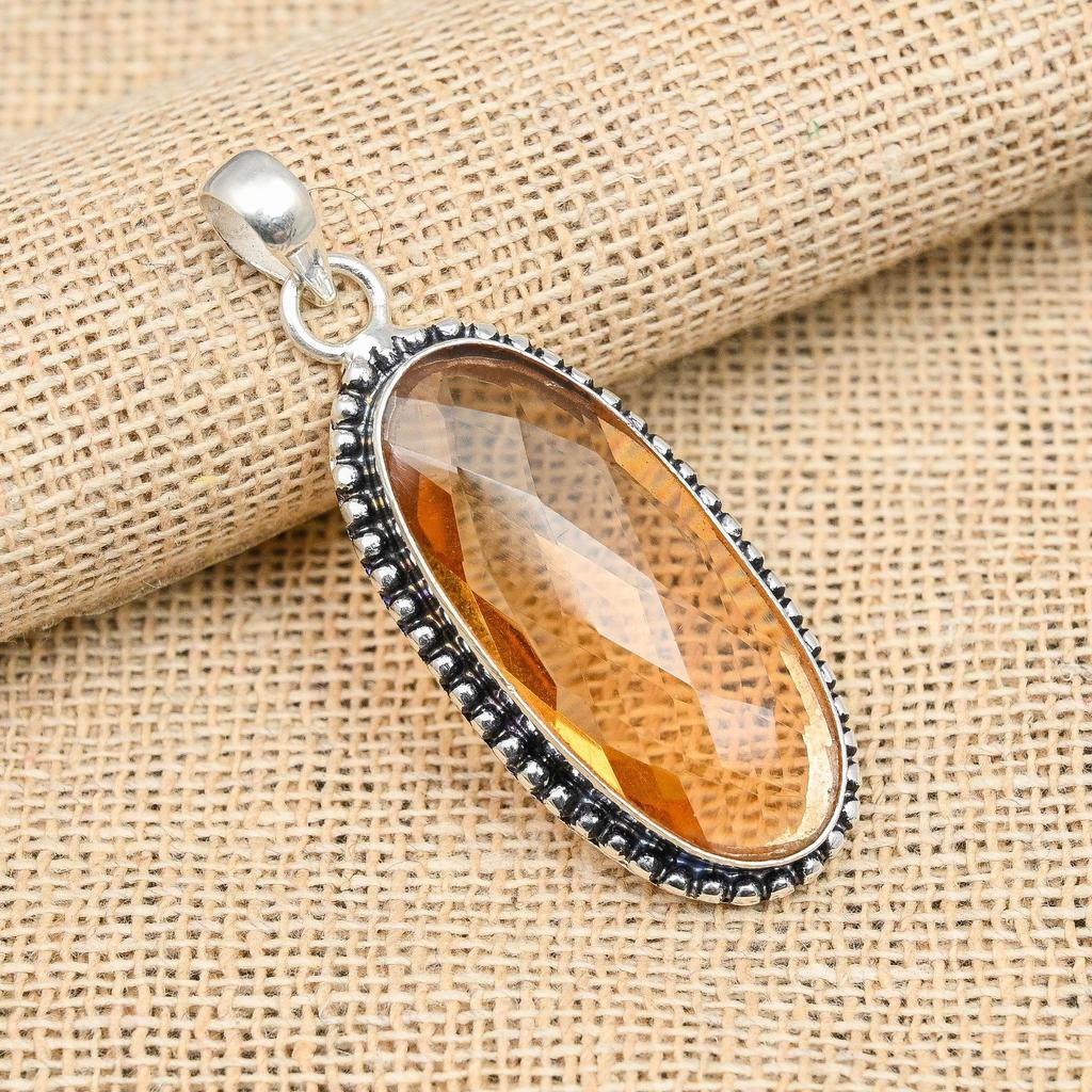 Morganite Gemstone Handmade Solid 925 Sterling Silver Pendentif Bijoux pour l’amour