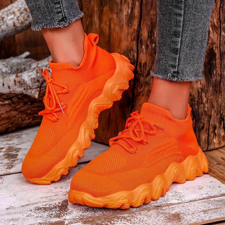 

Casual large size mesh breathable lace-up single shoes autumn new women s comfortable soft-soled women s shoes 43 оранжевый