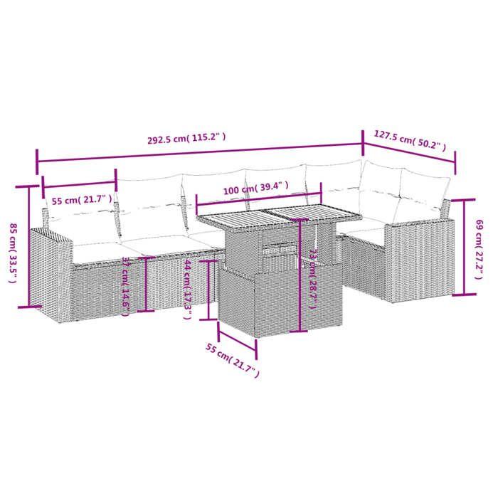 VidaXL Garden Lounge Set with Cushions 7 Pcs, Patio Sofas, Patio Furniture Set, Outdoor Furniture, Black 3271321