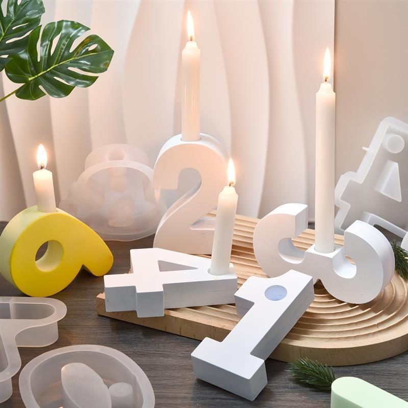 Nowa DIY 0-4 Geometryczna Cyfrowa Świecznik Silikonowa Forma Arabskie Cyfry Uchwyt na Świecę Gipsowa Silikonowa Forma Dekoracja Hurtowa