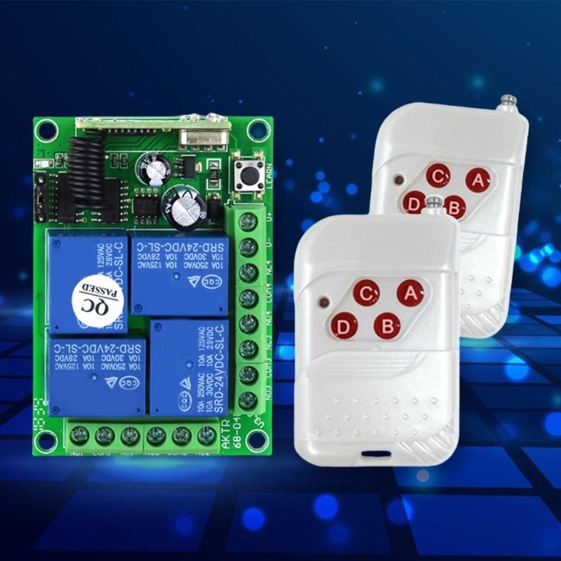 12V 24V 4CH Relaying Wireless Remote Control Lighting Switches Transmitter Receiver 433mhz Electric Door Lock Motor