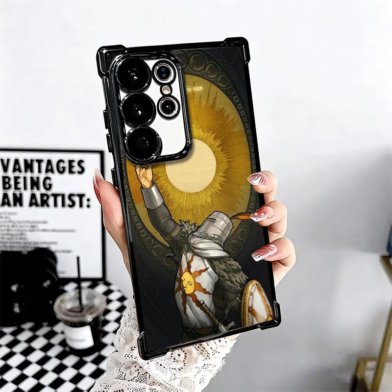 D-Dark S-Souls Game Plating Phone Case For Samsung Galaxy S24 S25 FE S26 Edge S23 Ultra S22 S21 Plus S20 Anti-Fall Airabag Cover