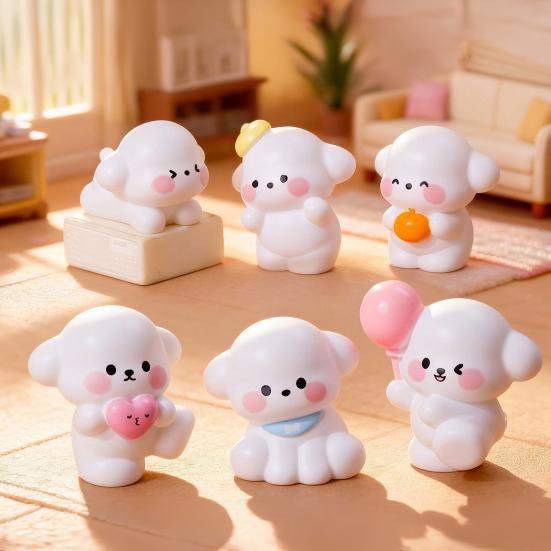 Miniature Dog Figurine for DIY Terrarium Dollhouse Decor Cute Resin Animal Statue for Fairy Garden Desktop Car Shelf Decoration Micro Landscape