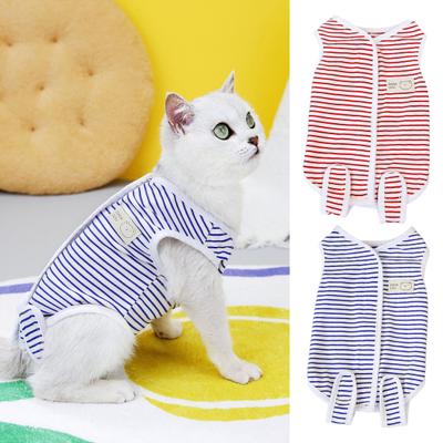 Tuta per Sterilizzazione Animali Domestici a Righe Colorate per Gatto Chiusura con Nastro a Strappo