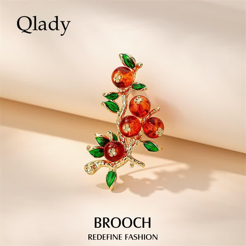 Qlady Auspicious Persimmon Brooch