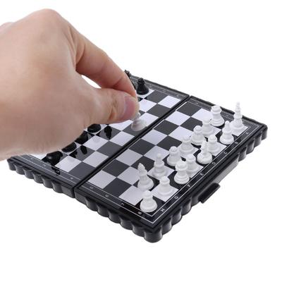 1 conjunto mini xadrez portátil dobrável plástico magnético jogo de tabuleiro brinquedo do miúdo