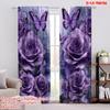 2pcs,2D Plane Printing Pattern Curtains Purple Dreamscape Versatile 100% Polyester (without Rod) Versatile All Ldeal for