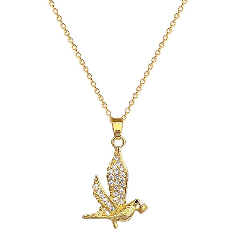 Swallow Homing Light Luxury Temperament Gorgeous Full Diamond Necklace Female Versatile Collarbone Chain Titanium Steel Chain