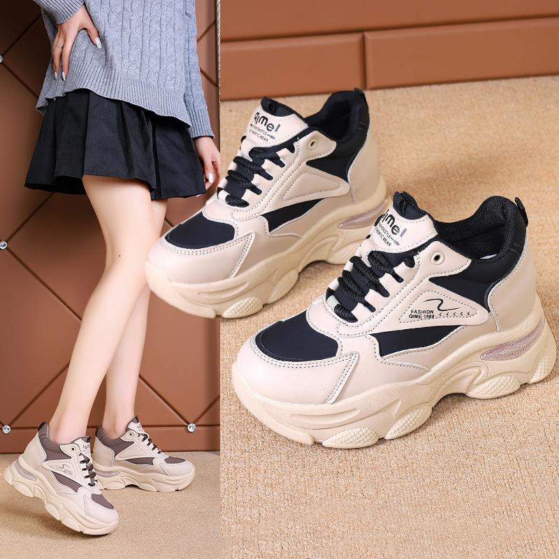 Inner Height Increase Dad Shoes Women's 2025 New Versatile Small Man Thick Sole Comfortable Breathable Casual Sports Little White Shoes