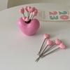 Stainless Steel Love Fruit Fork Set Red Pink Fruit Cake Sausage Fork Plastic Fork  Children