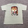 Vintage 90er Wütend Brüllender Leopard Jaguar Großes Gesicht Shirt XL 24x29 Grau