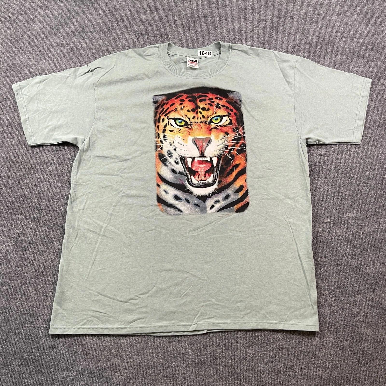 

Vintage 90s Angry Roaring Leopard Jaguar Big-Face Shirt XL 24x29 Gray L