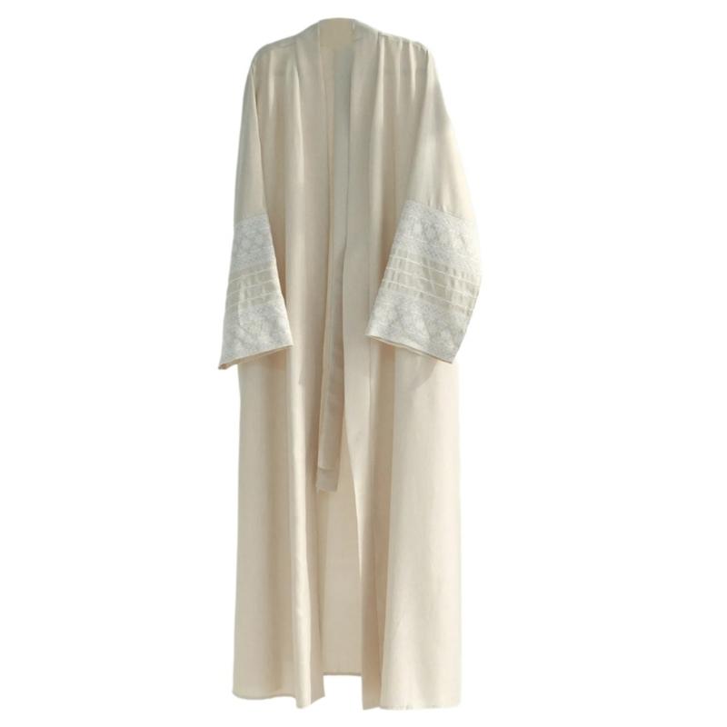 Abaya Brodée pour Femmes Musulmanes Robe Dubaï Cardigans Longs Décontractés Amples Kaftans Islamiques Robe Ouverte sur le Devant Longueur Maxi