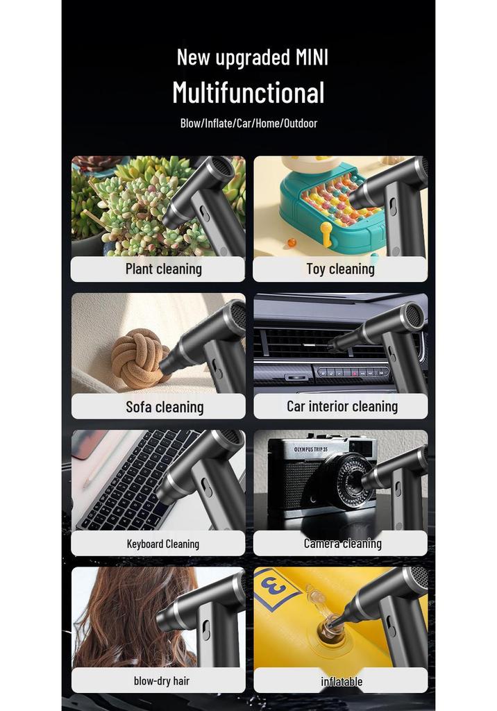 Powerful Handheld Brushless Mini Hair Dryer & High Airflow Duster