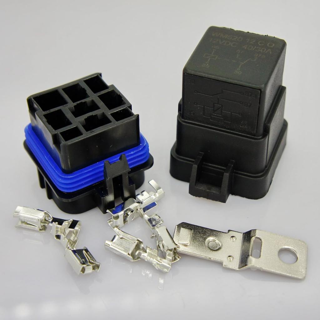 DC 12V 40A Universal Car Vehicle Waterproof Sealed Integrated Relay Kit & Base (4-Pin Relay)