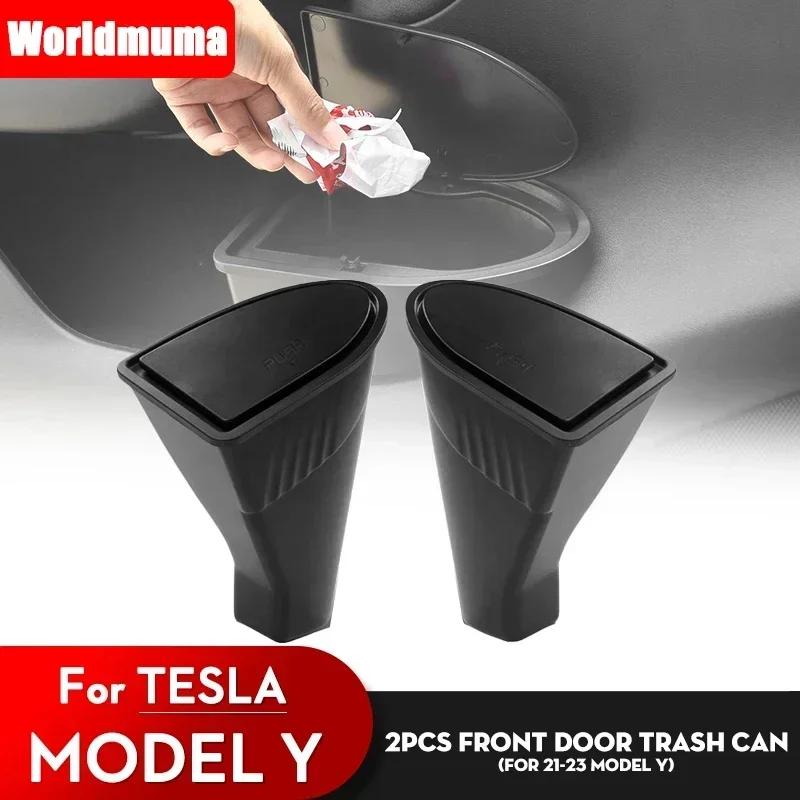 1/2PCS Front Door Trash Can Press Type Rear Row Storage Box Vehicle Garbage Can for Tesla Model Y Interior Storage Accessories