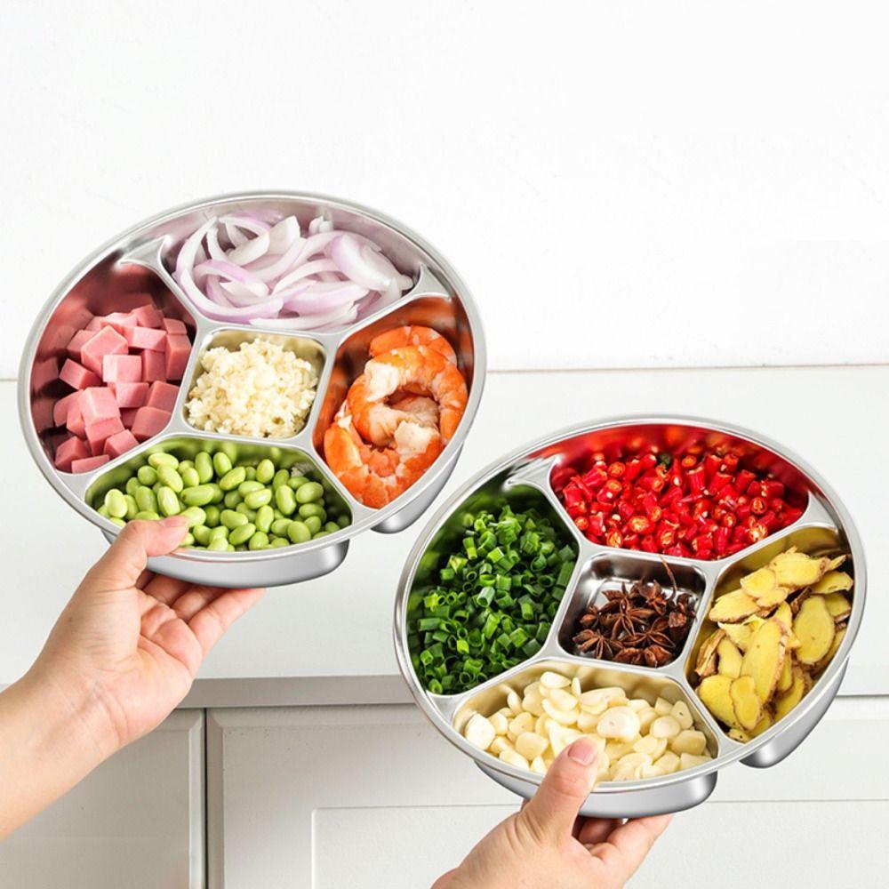 Fall-resistant Kitchen Food Preparation Tray 304 Stainless Steel Snack Tray Side Dishes Tray Fruit
