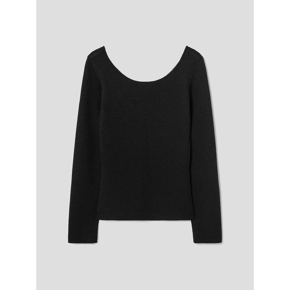 Anggae Scooped Neck Pullover Black