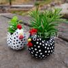Resin black and white chicken outdoor flower pot, succulent flower pot garden chicken flower pot statue is suitable for home and garden
