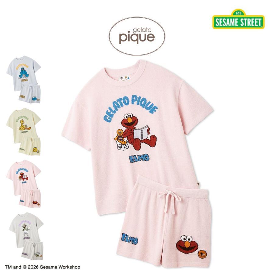 Gelato Pique SESAME STREET Airy Moco Jacquard Pullover Shorts Set pwnt261109 Gelato Pique Sesame Street Collaboration gelato pique
