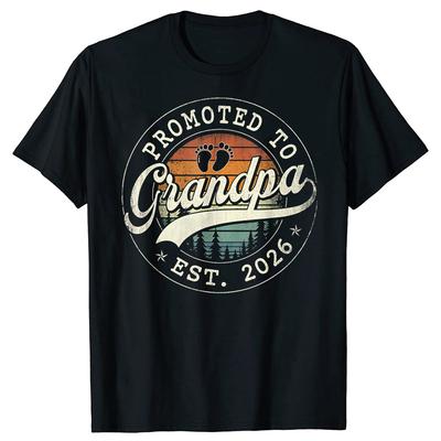 Funny Promoted To Grandpa Est 2026 Grandparents Baby Announcement T Shirts Cotton Short Sleeve Oversized Loose Tshirt Tops