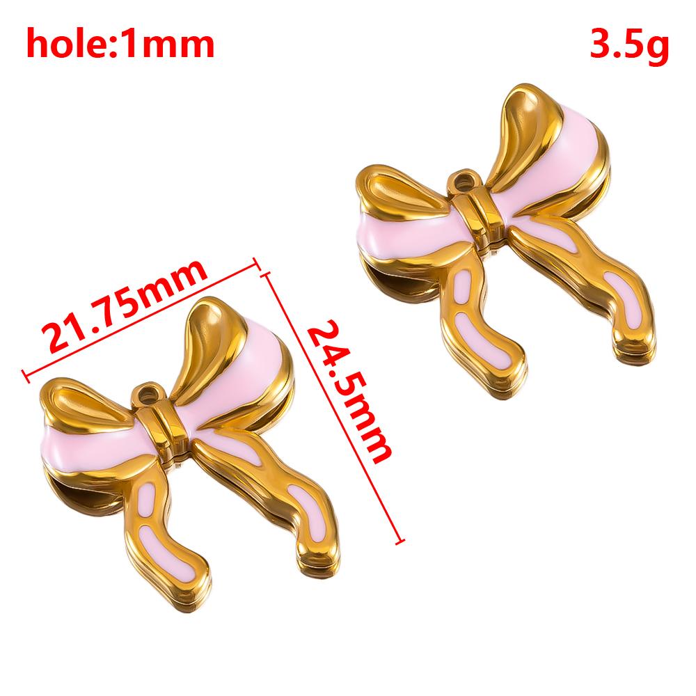 2/5Pcs Stainless Steel Series Pink Purple Elegant Cute Pendant Gold Bottom Pendant DIY Necklace Jewelry Handmade Accessories