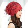 Women's Single Layer Flower Lace Ethnic Style Summer Pull-On Turban Headscarf Elegant Thin Hat
